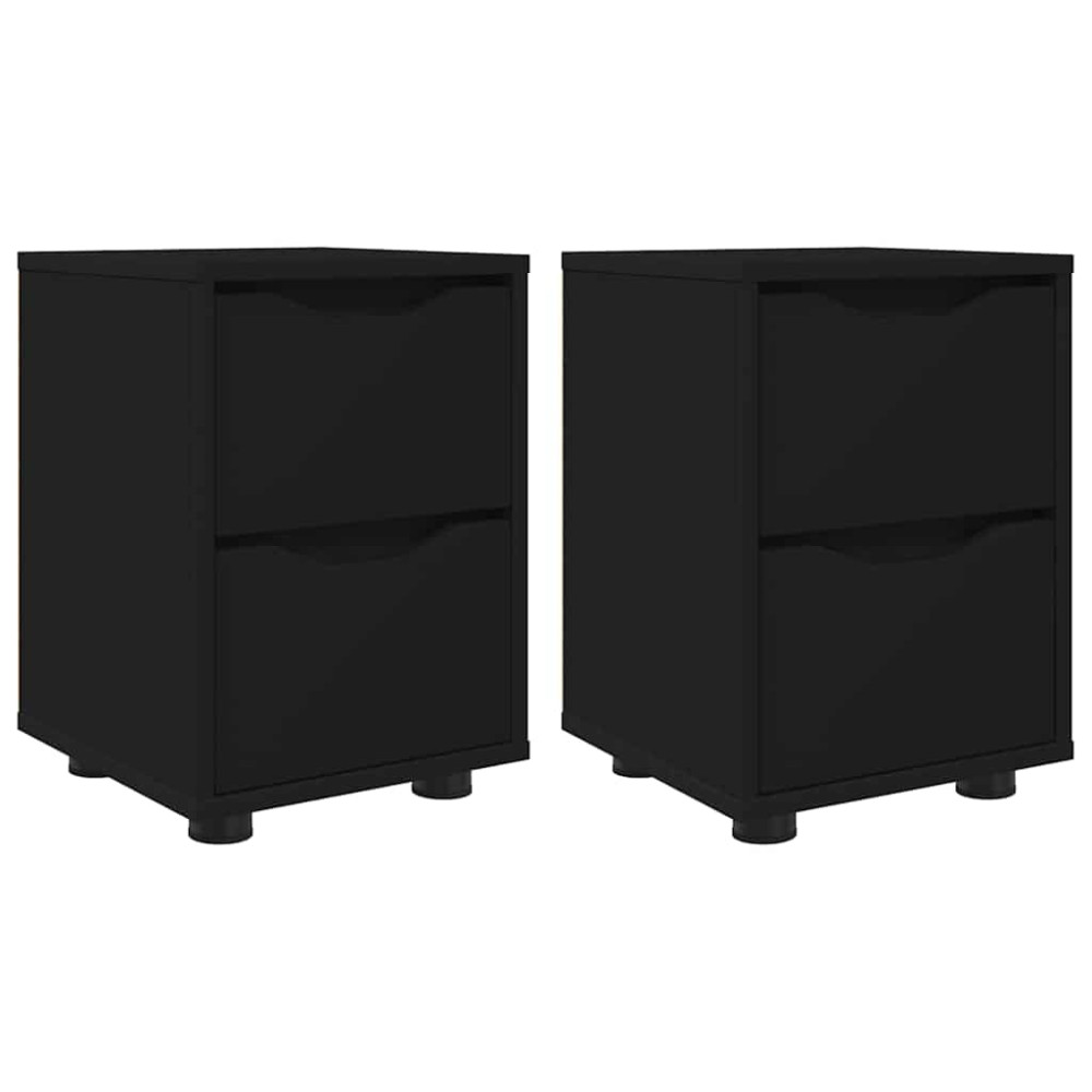 Produktbild för Sängbord med låda 2 pcs Svart 30,5 x 30 x 43 cm Konstruerat trä