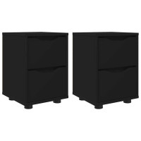 Produktbild för Sängbord med låda 2 pcs Svart 30,5 x 30 x 43 cm Konstruerat trä