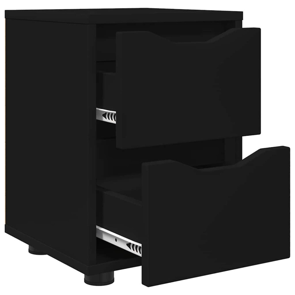 Produktbild för Sängbord med låda 2 pcs Svart 30,5 x 30 x 43 cm Konstruerat trä
