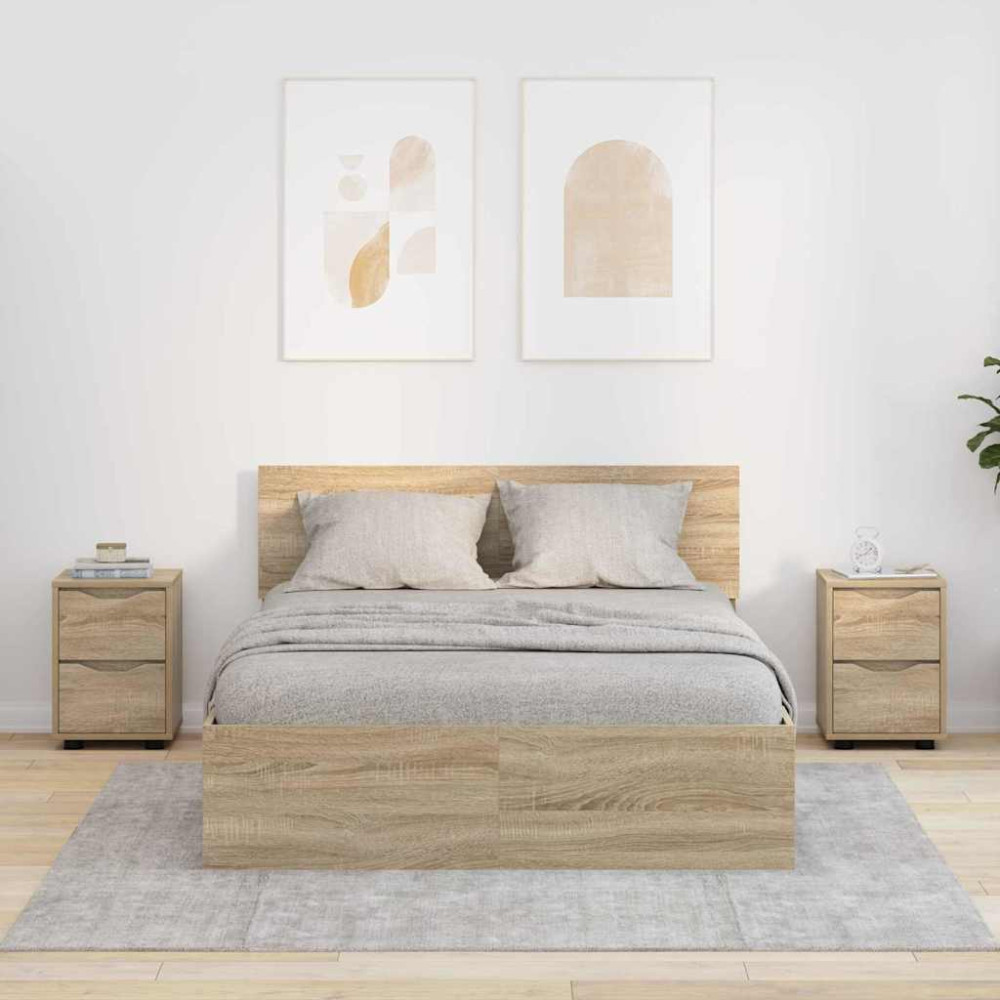 Produktbild för Sängbord 2 pcs Sonoma-ek 30,5 x 30 x 43 cm Konstruerat trä