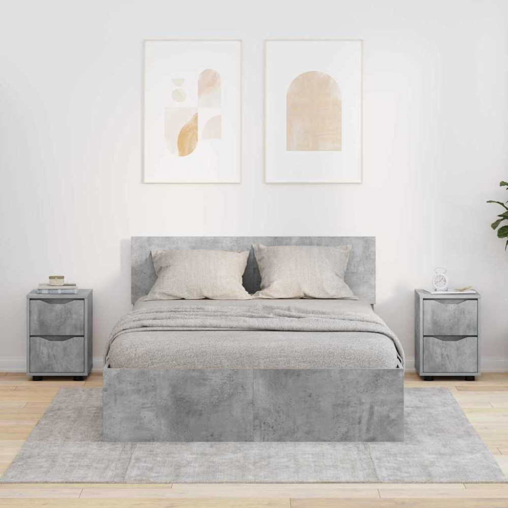Produktbild för Sängbord 2 pcs Betonggrå 30,5 x 30 x 43 cm Konstruerat trä