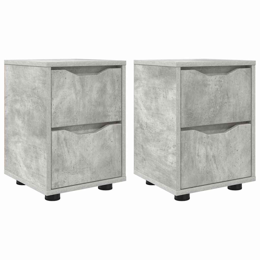 Produktbild för Sängbord 2 pcs Betonggrå 30,5 x 30 x 43 cm Konstruerat trä
