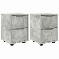 Produktbild för Sängbord 2 pcs Betonggrå 30,5 x 30 x 43 cm Konstruerat trä