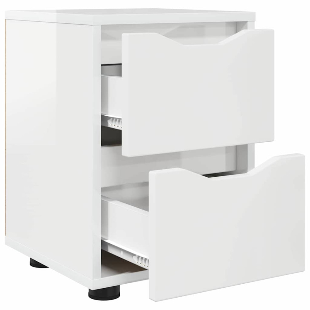 Produktbild för Sängbord Högblanka vita 30,5 x 30 x 43 cm Konstruerat trä