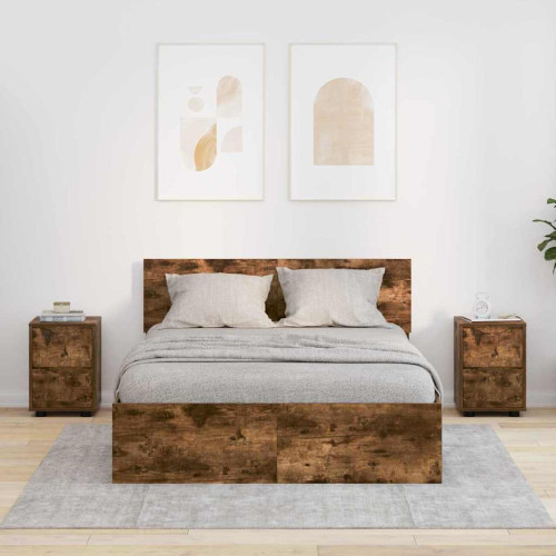 vidaXL Sängbord 2 pcs Rökt ek 30,5 x 30 x 43 cm Konstruerat trä