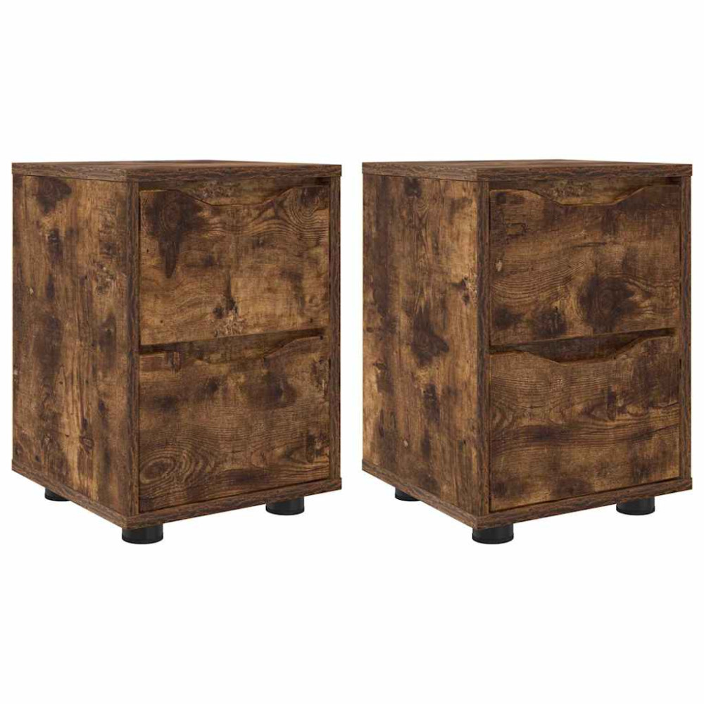 Produktbild för Sängbord 2 pcs Rökt ek 30,5 x 30 x 43 cm Konstruerat trä
