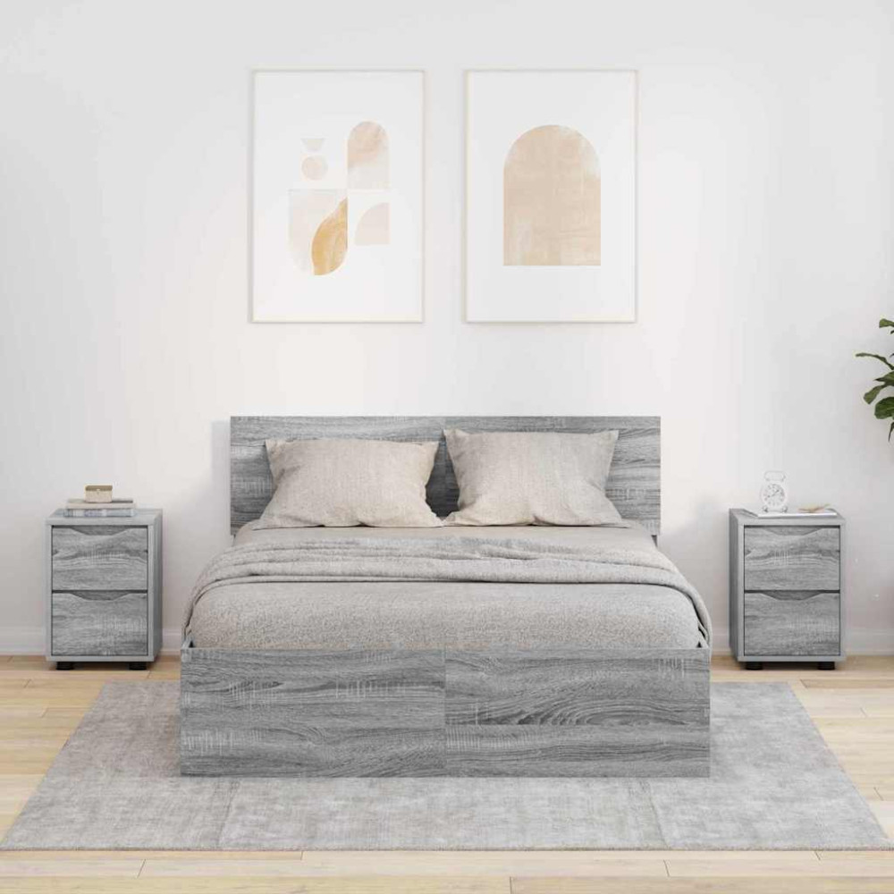 Produktbild för Sängbord 2 pcs Grå Sonoma 30,5 x 30 x 43 cm Konstruerat trä