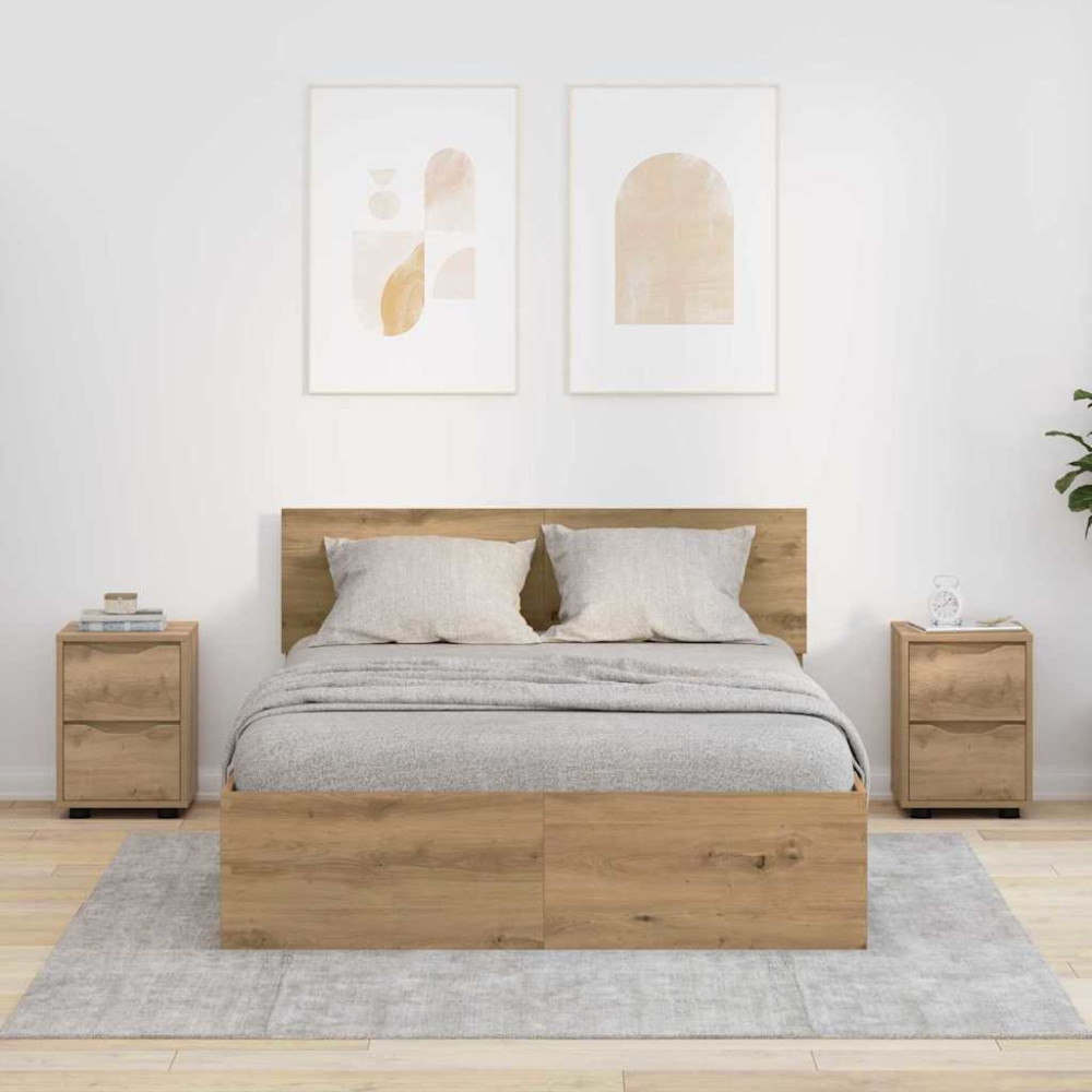 Produktbild för Sängbord 2 pcs Artisan Ek 30,5 x 30 x 43 cm Konstruerat trä