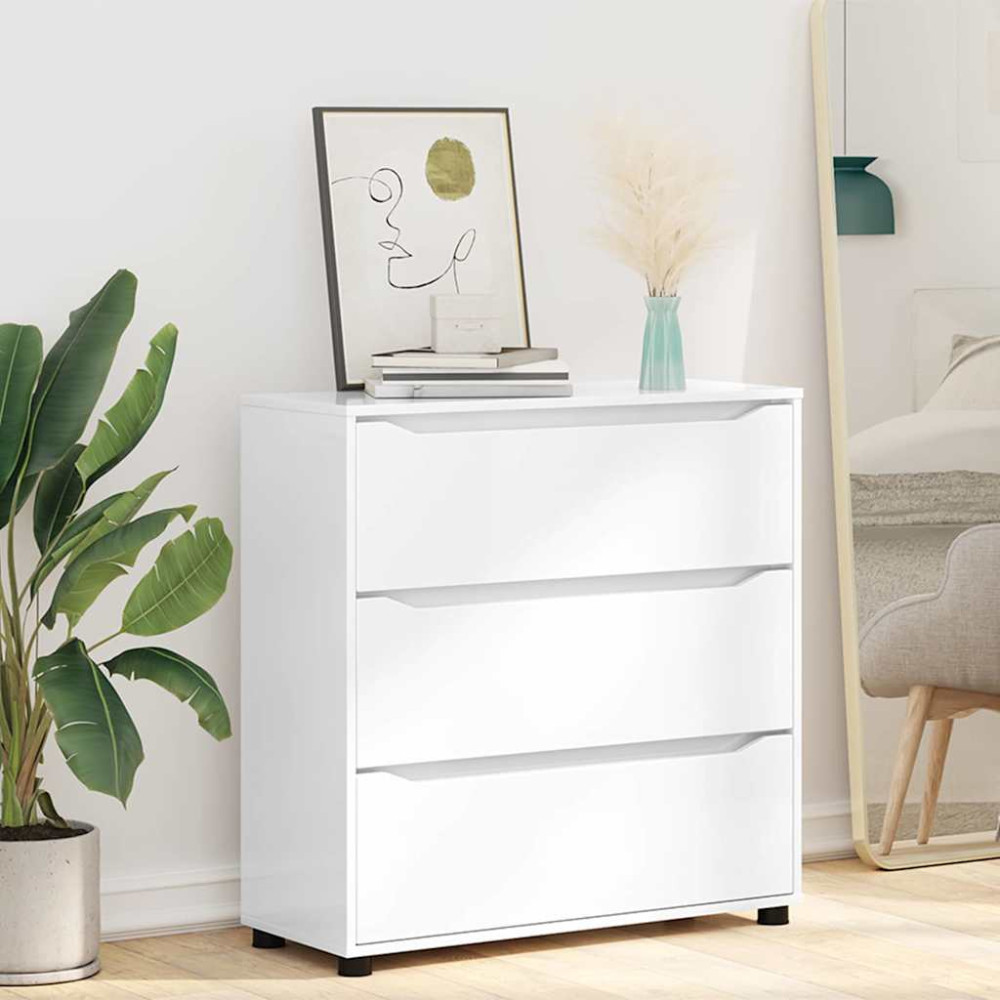 Produktbild för Förvaringsskåp Högblanka vita 80 x 31 x 81 cm Konstruerat trä