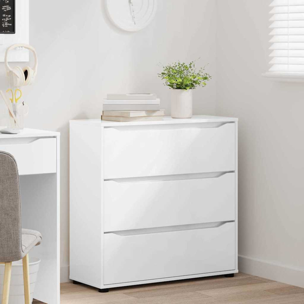 Produktbild för Förvaringsskåp Högblanka vita 80 x 31 x 81 cm Konstruerat trä