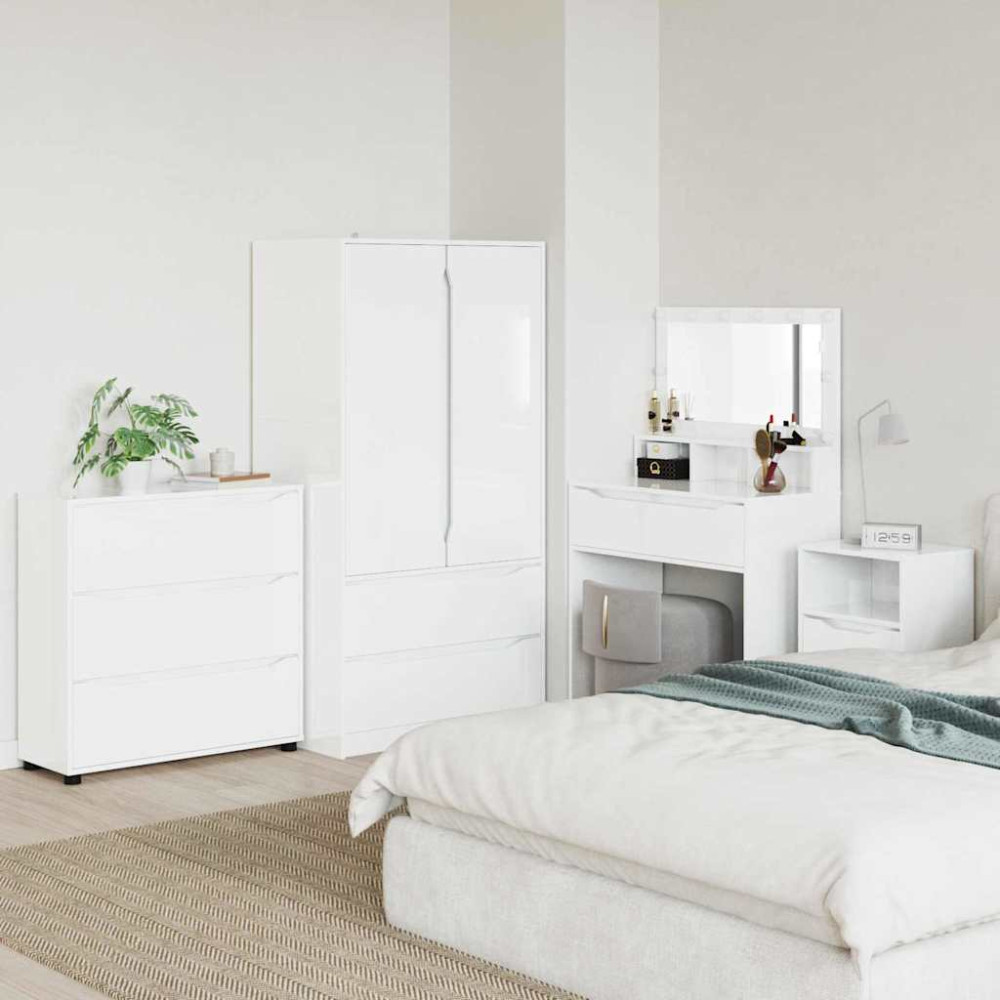 Produktbild för Förvaringsskåp Högblanka vita 80 x 31 x 81 cm Konstruerat trä