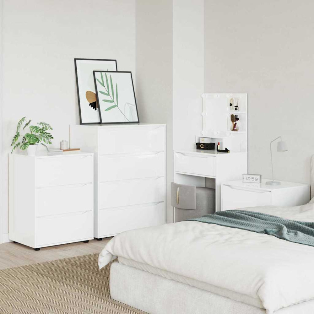 Produktbild för Förvaringsskåp Högblanka vita 60 x 48 x 81 cm Konstruerat trä