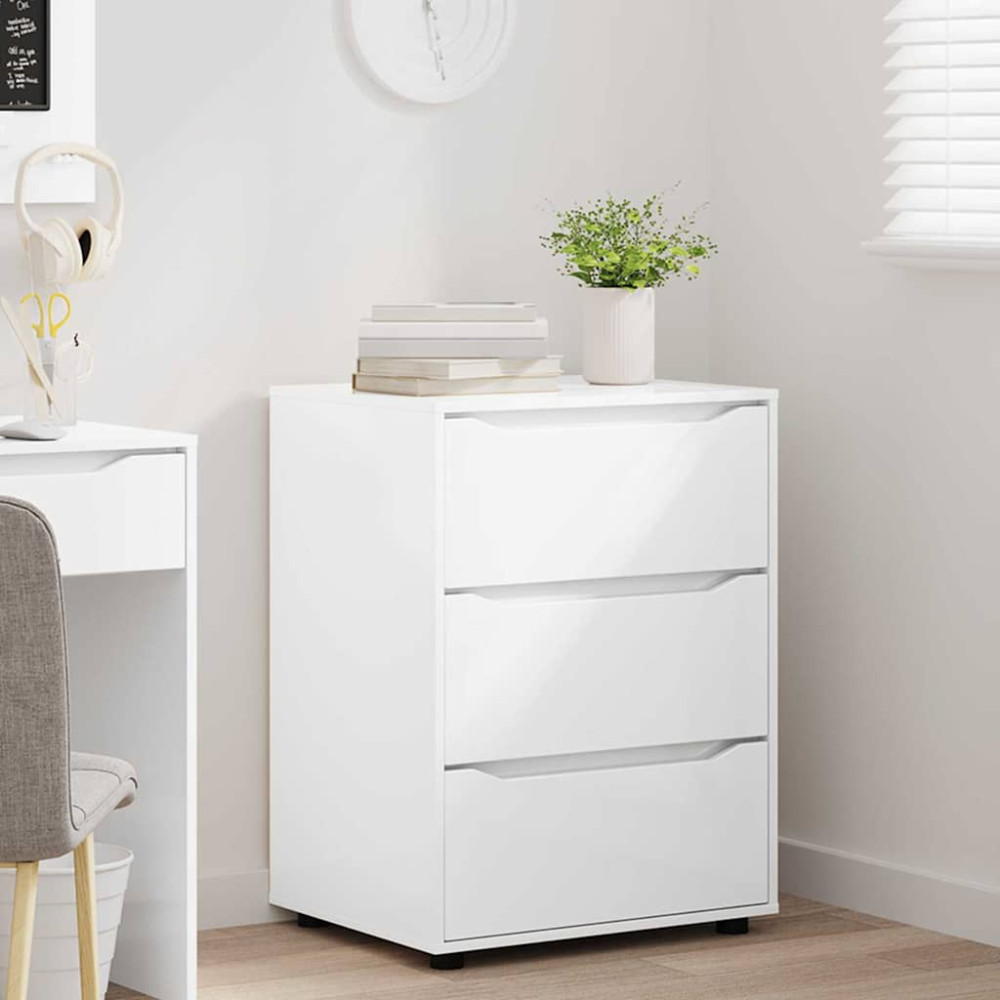 Produktbild för Förvaringsskåp Högblanka vita 60 x 48 x 81 cm Konstruerat trä