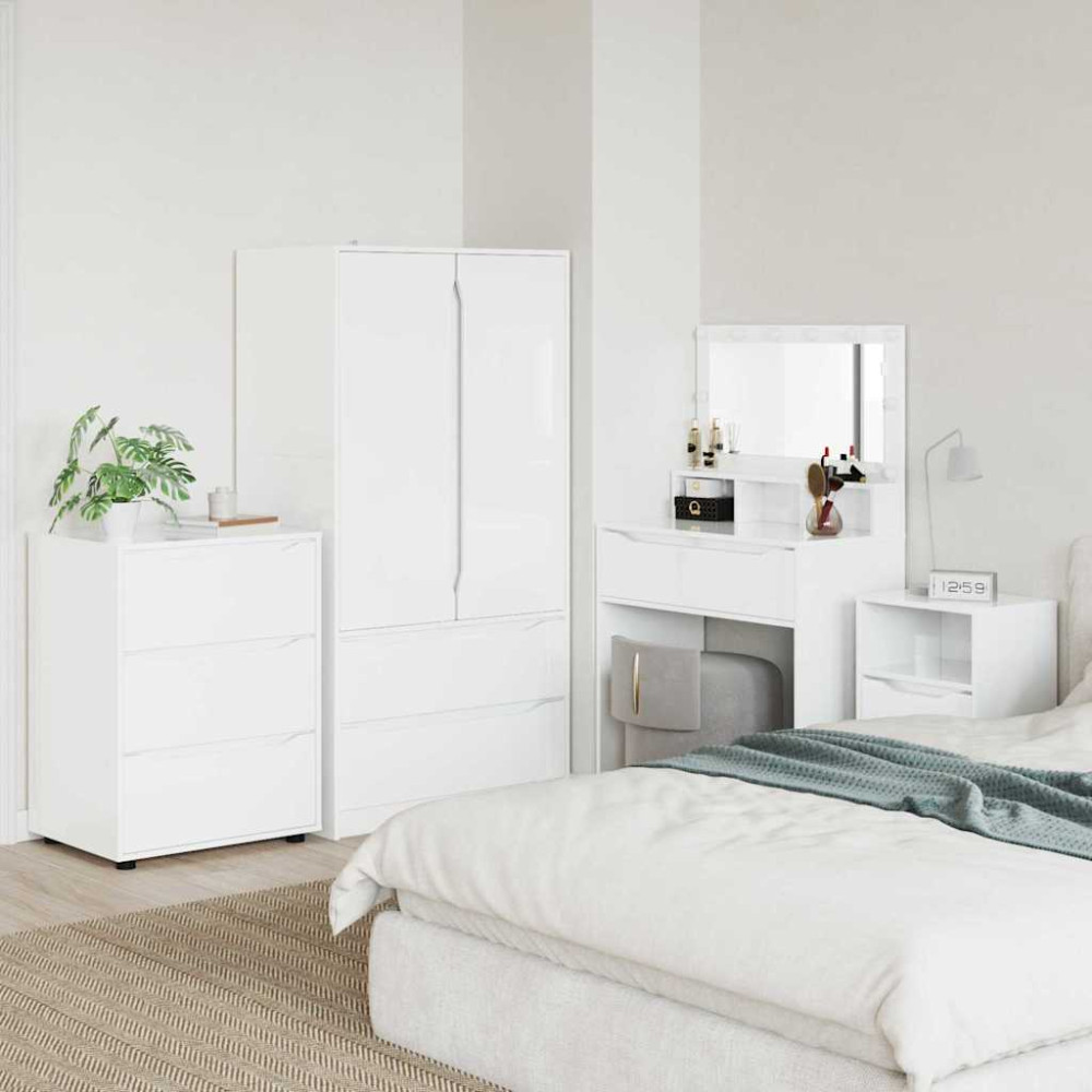 Produktbild för Förvaringsskåp Högblanka vita 60 x 48 x 81 cm Konstruerat trä