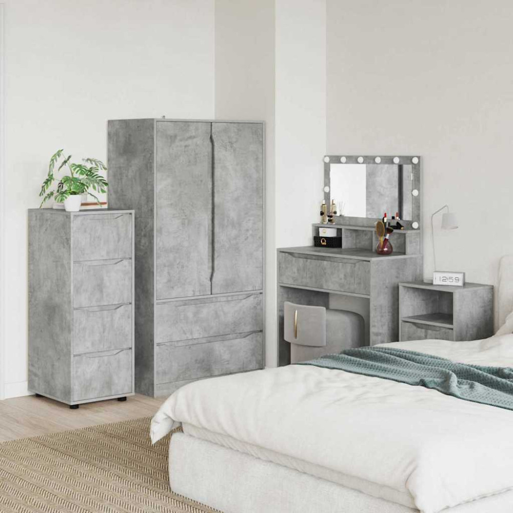 Produktbild för Förvaringsskåp Betonggrå 40 x 48 x 105 cm Konstruerat trä