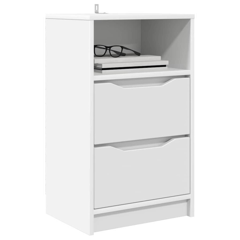 Produktbild för Sängbord med låda Vit 40 x 30 x 467 cm Konstruerat trä