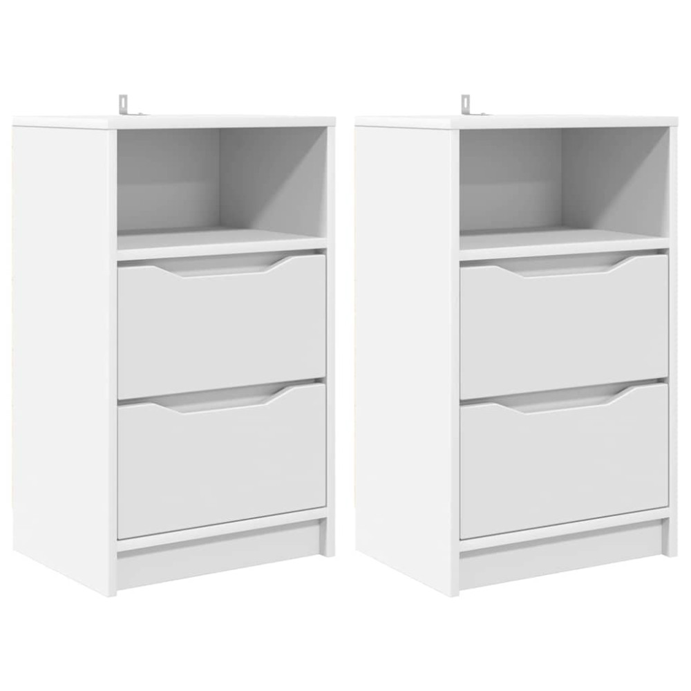 Produktbild för Sängbord med låda 2 pcs Vit 40 x 30 x 467 cm Konstruerat trä