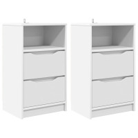 Produktbild för Sängbord med låda 2 pcs Vit 40 x 30 x 467 cm Konstruerat trä