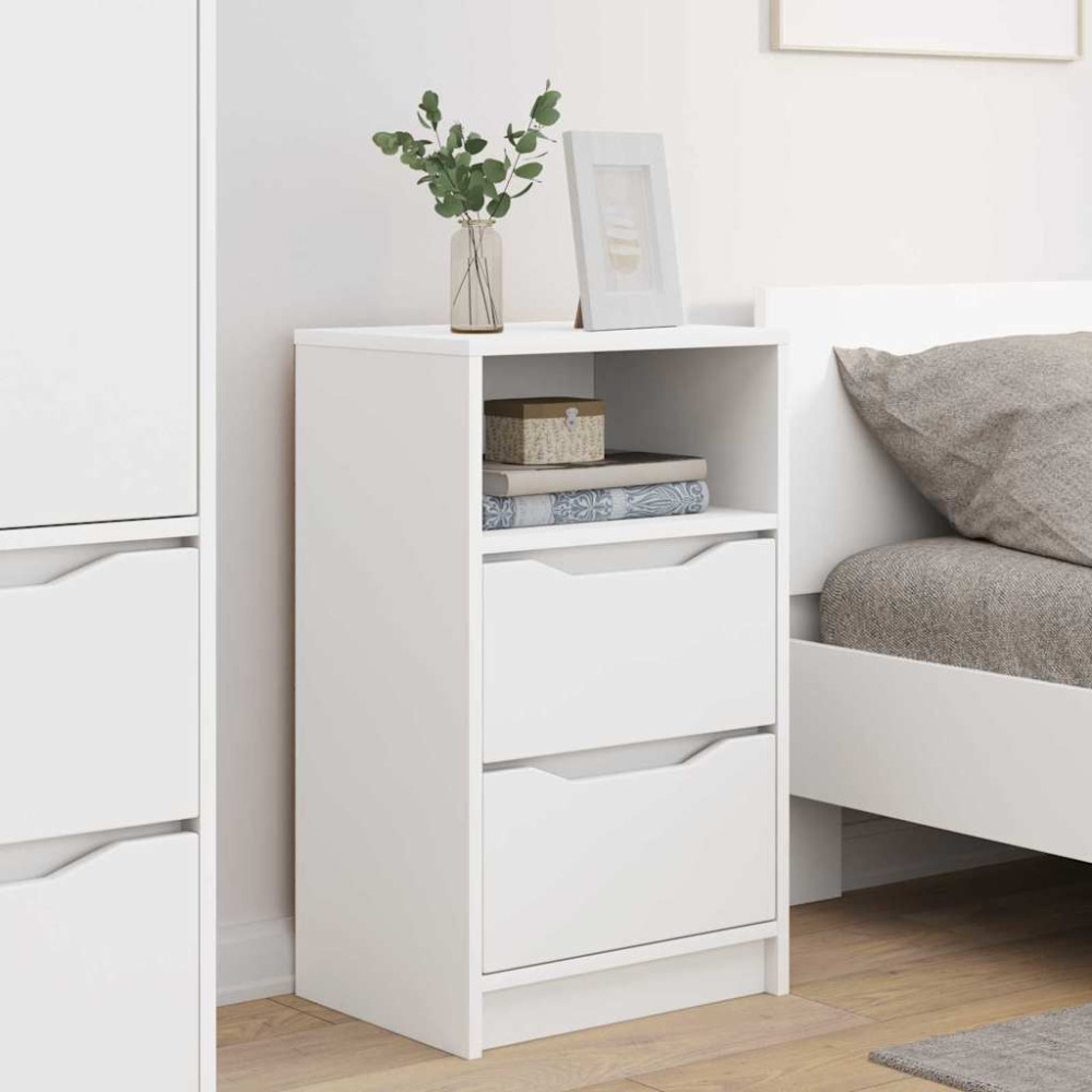 Produktbild för Sängbord med låda 2 pcs Vit 40 x 30 x 467 cm Konstruerat trä
