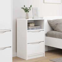 Produktbild för Sängbord med låda 2 pcs Vit 40 x 30 x 467 cm Konstruerat trä