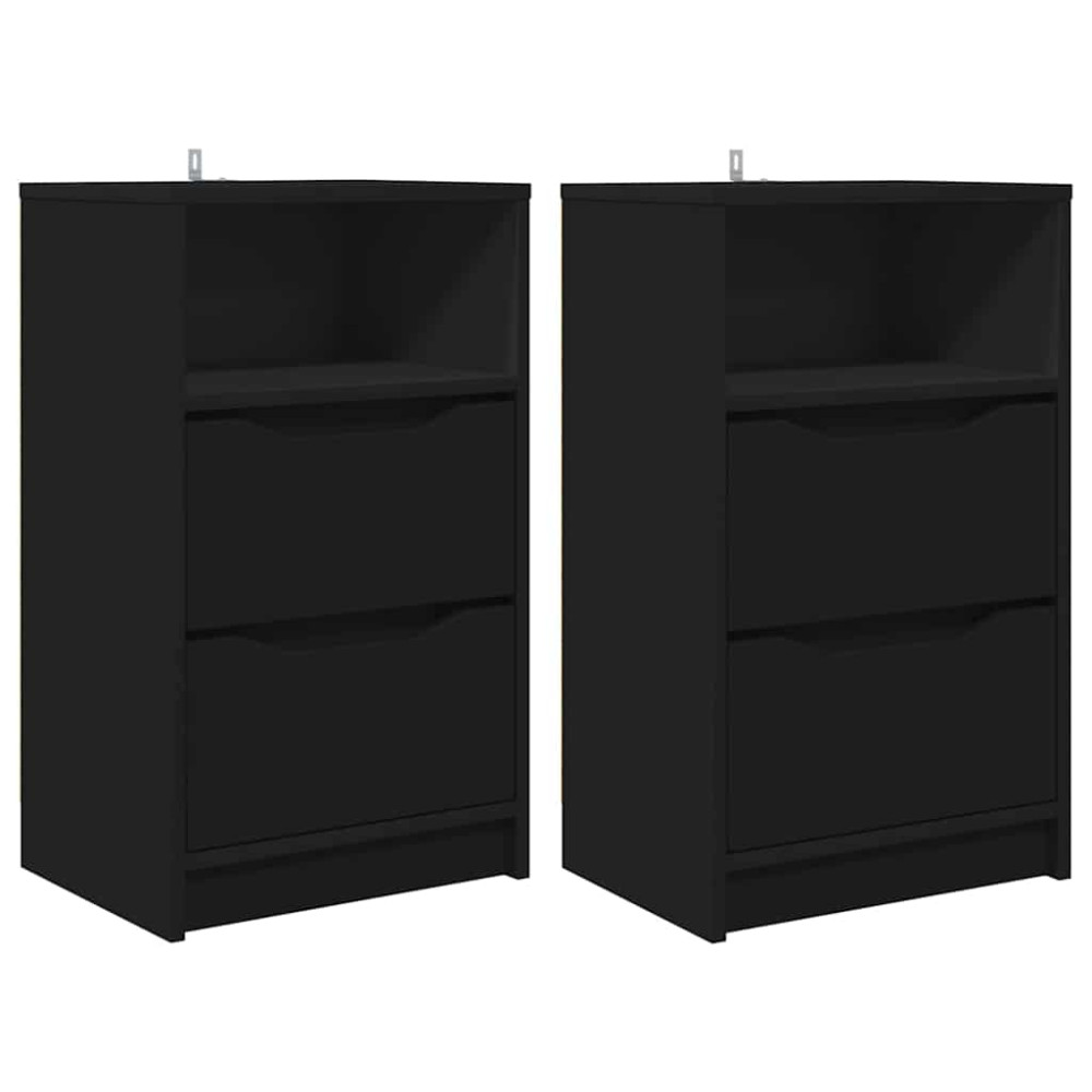 Produktbild för Sängbord med låda 2 pcs Svart 40 x 30 x 467 cm Konstruerat trä