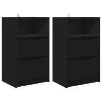 Produktbild för Sängbord med låda 2 pcs Svart 40 x 30 x 467 cm Konstruerat trä