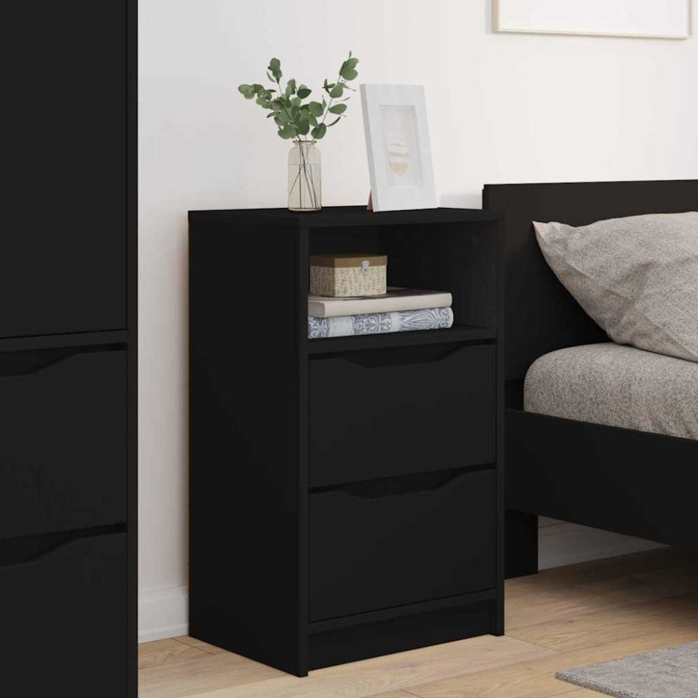 Produktbild för Sängbord med låda 2 pcs Svart 40 x 30 x 467 cm Konstruerat trä