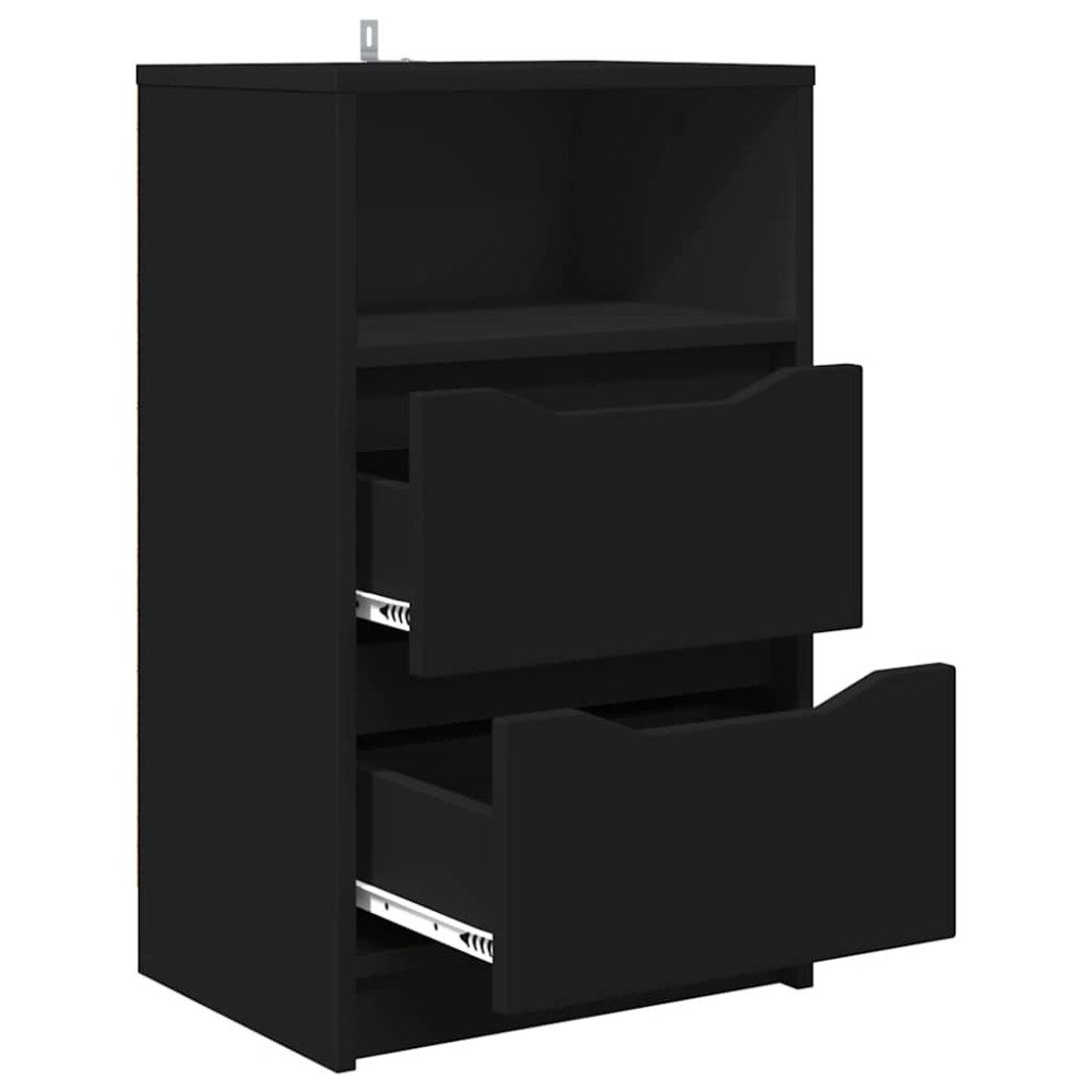 Produktbild för Sängbord med låda 2 pcs Svart 40 x 30 x 467 cm Konstruerat trä