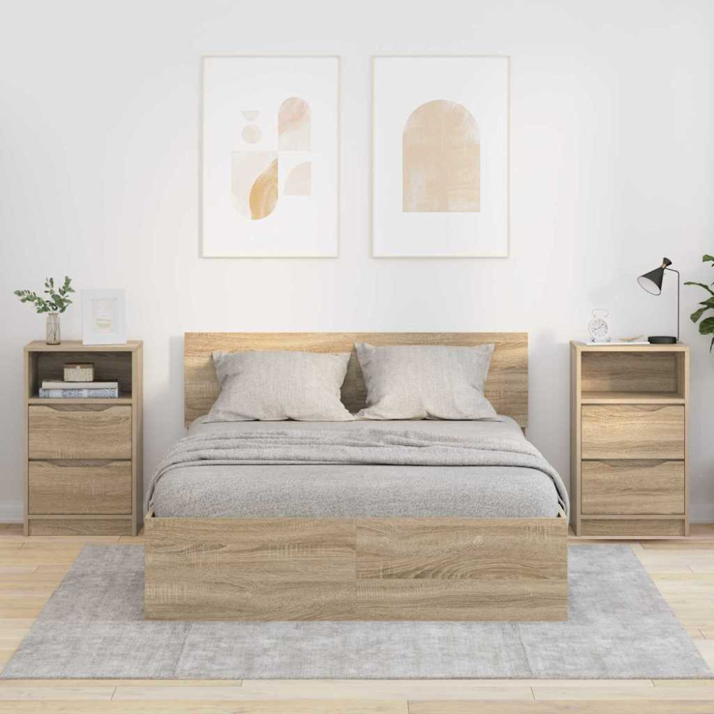 Produktbild för Sängbord 2 pcs Sonoma-ek 40 x 30 x 467 cm Konstruerat trä