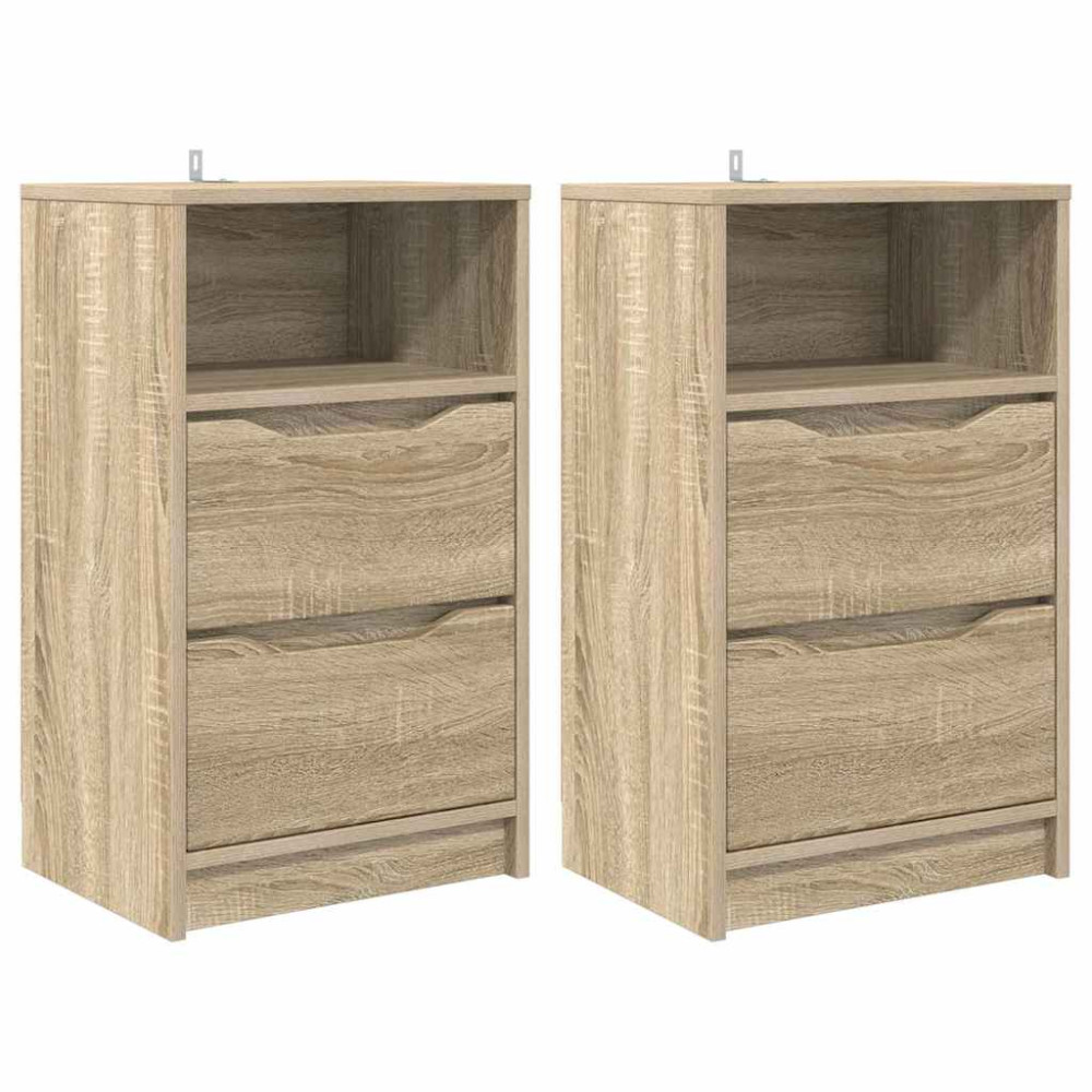 Produktbild för Sängbord 2 pcs Sonoma-ek 40 x 30 x 467 cm Konstruerat trä