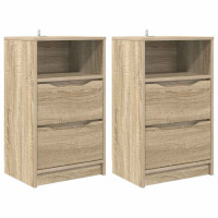 Produktbild för Sängbord 2 pcs Sonoma-ek 40 x 30 x 467 cm Konstruerat trä