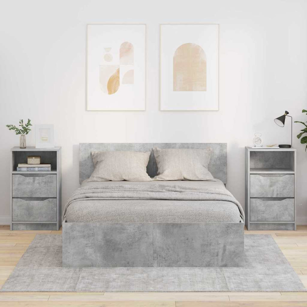 Produktbild för Sängbord 2 pcs Betonggrå 40 x 30 x 467 cm Konstruerat trä