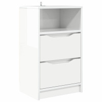 Produktbild för Sängbord Högblanka vita 40 x 30 x 467 cm Konstruerat trä