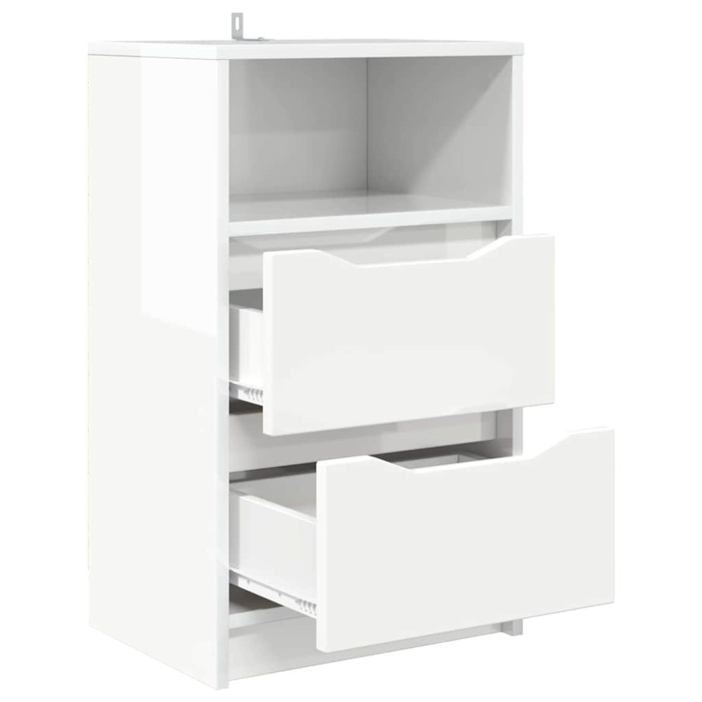 Produktbild för Sängbord Högblanka vita 40 x 30 x 467 cm Konstruerat trä