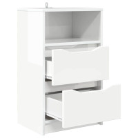 Produktbild för Sängbord Högblanka vita 40 x 30 x 467 cm Konstruerat trä