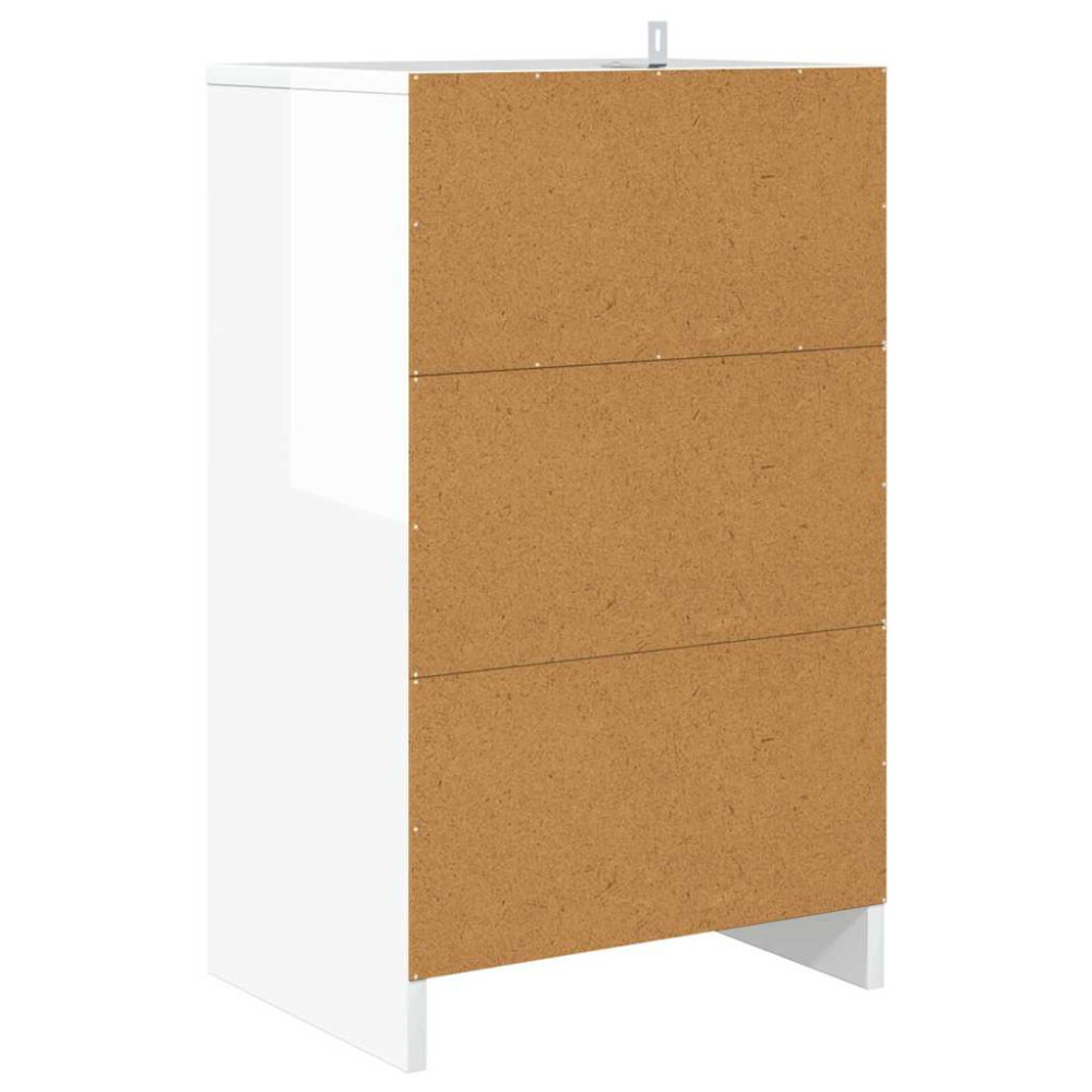 Produktbild för Sängbord Högblanka vita 40 x 30 x 467 cm Konstruerat trä