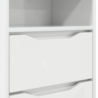Produktbild för Sängbord Högblanka vita 40 x 30 x 467 cm Konstruerat trä