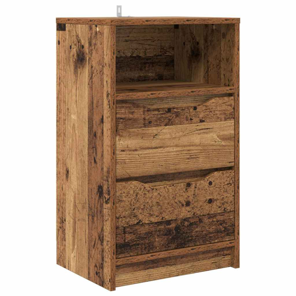 Produktbild för Sängbord med låda Gammalt trä 40 x 30 x 467 cm Konstruerat trä