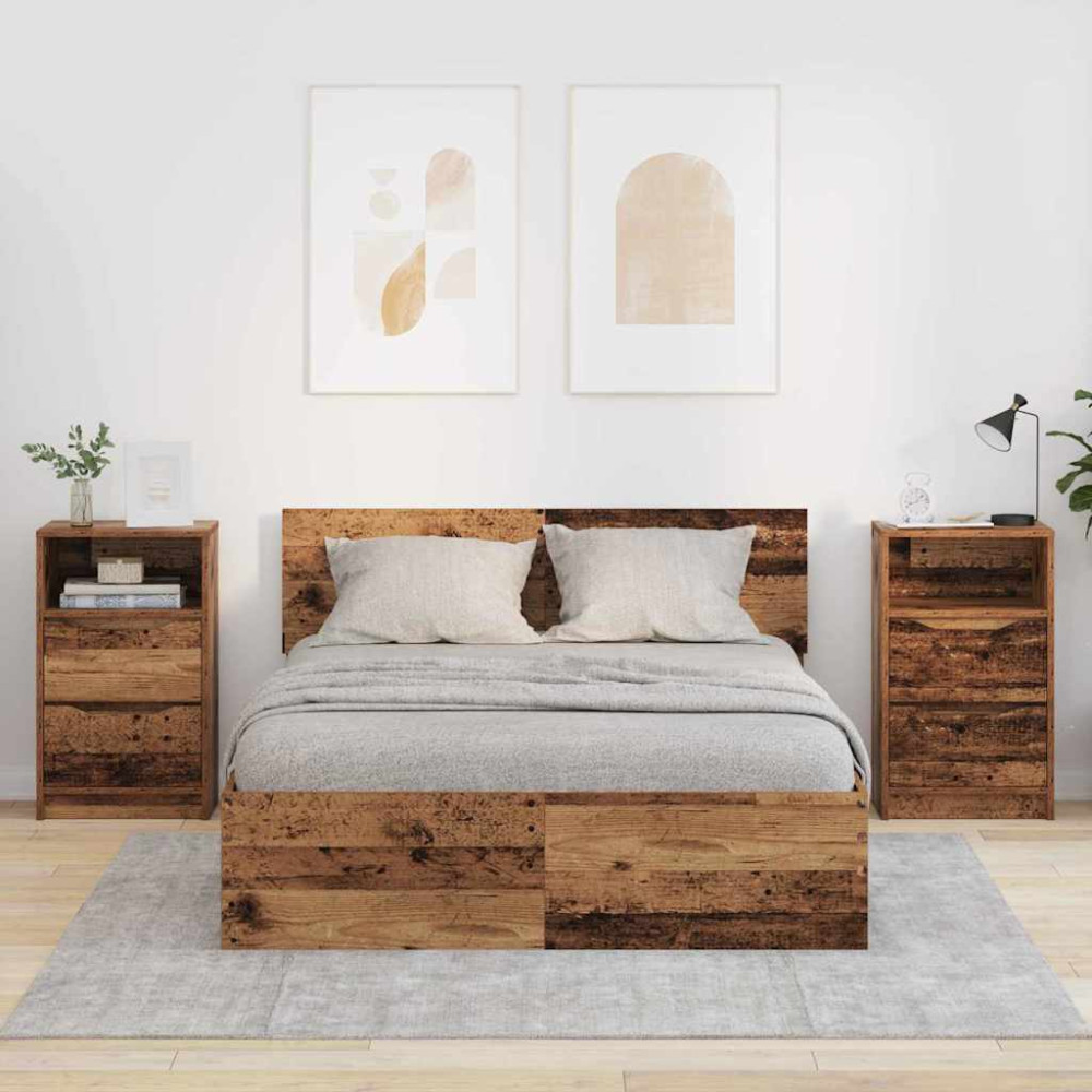 Produktbild för Sängbord 2 pcs Gammalt trä 40 x 30 x 467 cm Konstruerat trä