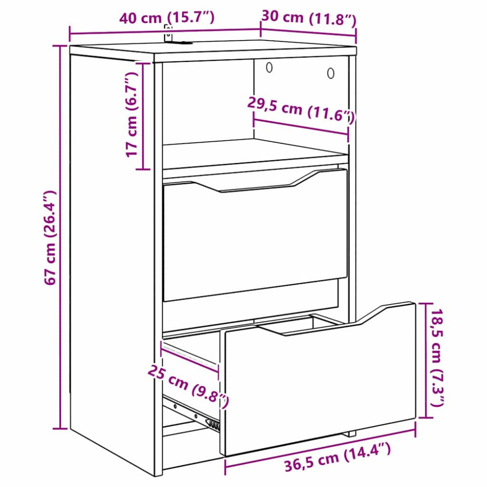 Produktbild för Sängbord 2 pcs Gammalt trä 40 x 30 x 467 cm Konstruerat trä