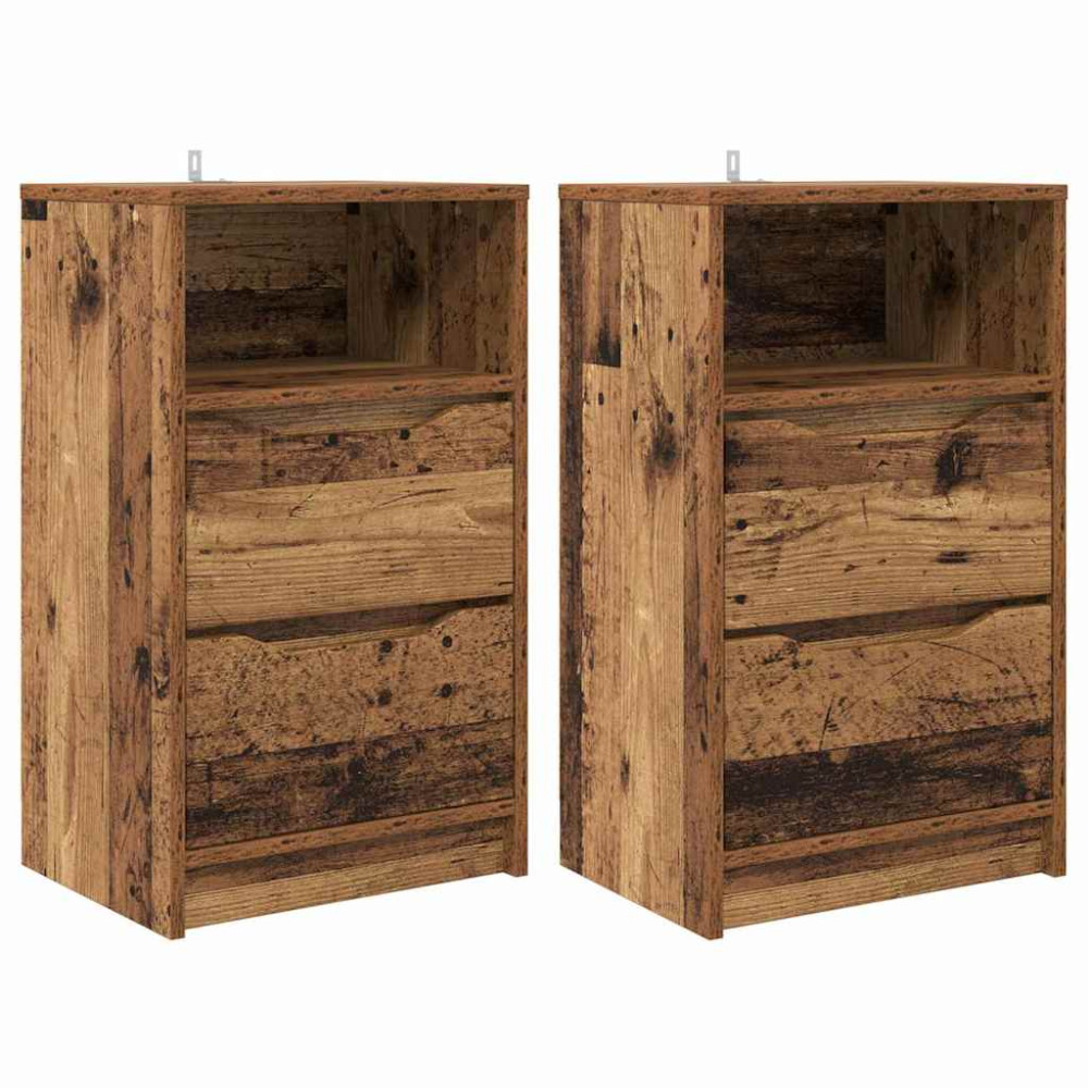 Produktbild för Sängbord 2 pcs Gammalt trä 40 x 30 x 467 cm Konstruerat trä