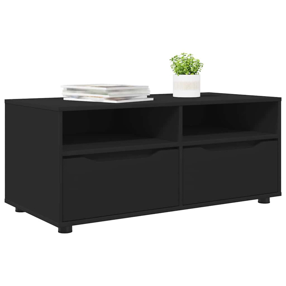 Produktbild för TV-skåp med låda Svart 100 x 48 x 43 cm Konstruerat trä
