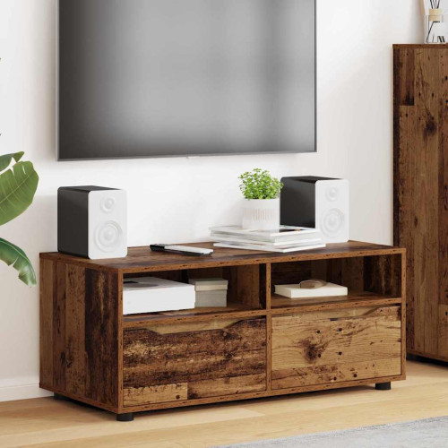 vidaXL TV-skåp med låda Gammalt trä 100 x 48 x 43 cm Konstruerat trä