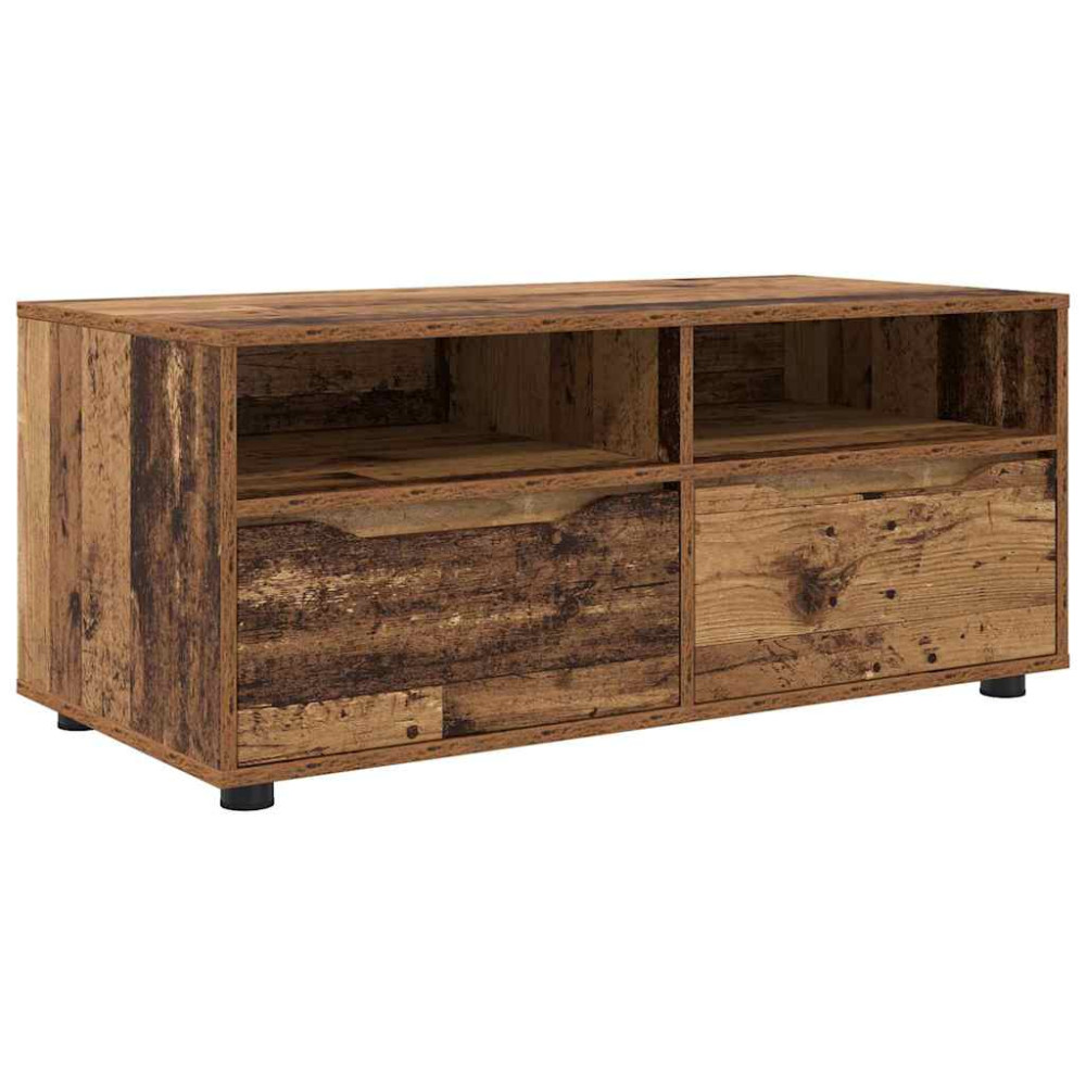 Produktbild för TV-skåp med låda Gammalt trä 100 x 48 x 43 cm Konstruerat trä