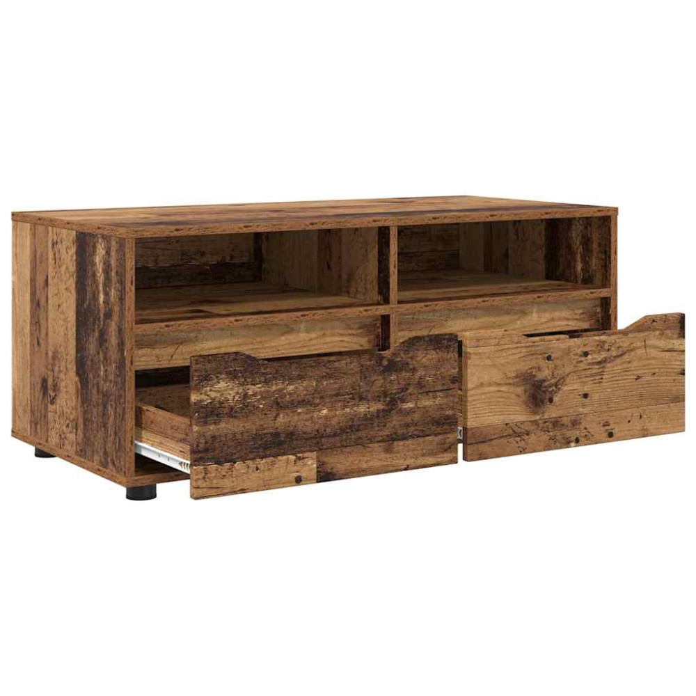 Produktbild för TV-skåp med låda Gammalt trä 100 x 48 x 43 cm Konstruerat trä