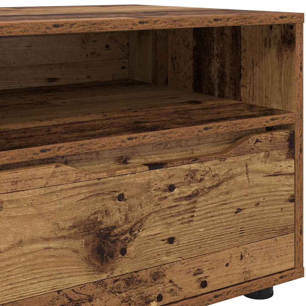 Produktbild för TV-skåp med låda Gammalt trä 100 x 48 x 43 cm Konstruerat trä