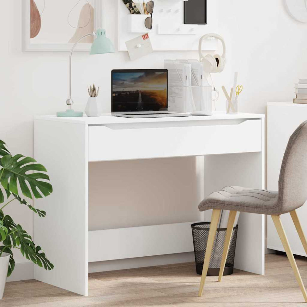 Produktbild för Skrivbord med låda Vit 100 x 50 x 78 cm Konstruerat trä