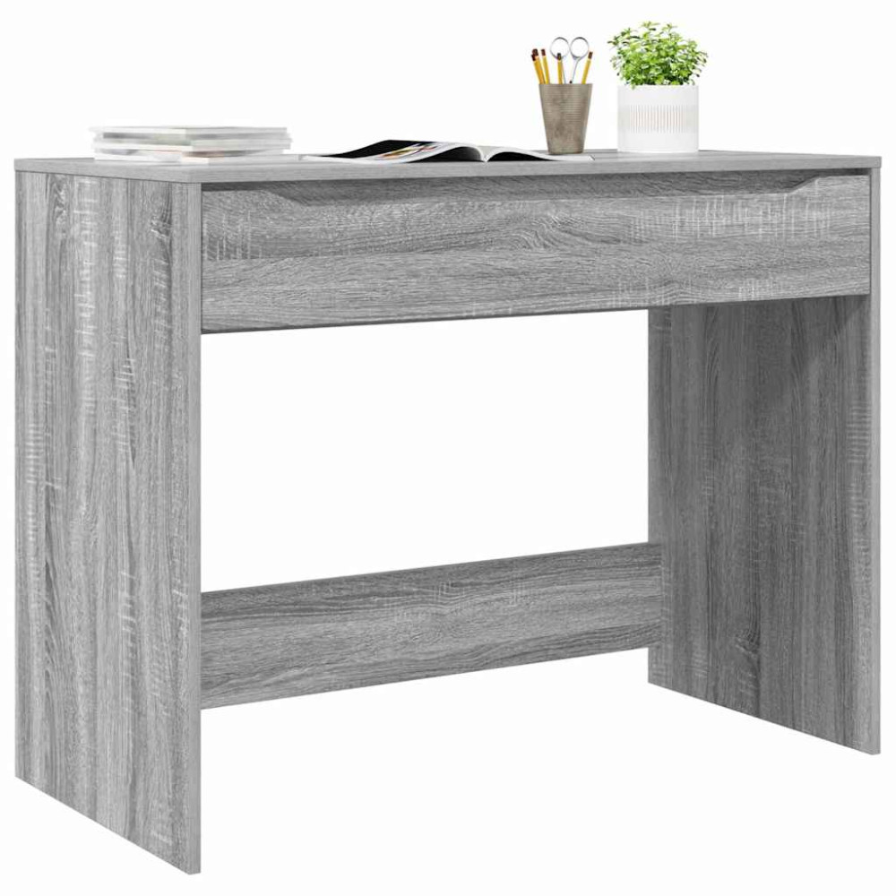 Produktbild för Skrivbord med låda Grå Sonoma 100 x 50 x 78 cm Konstruerat trä