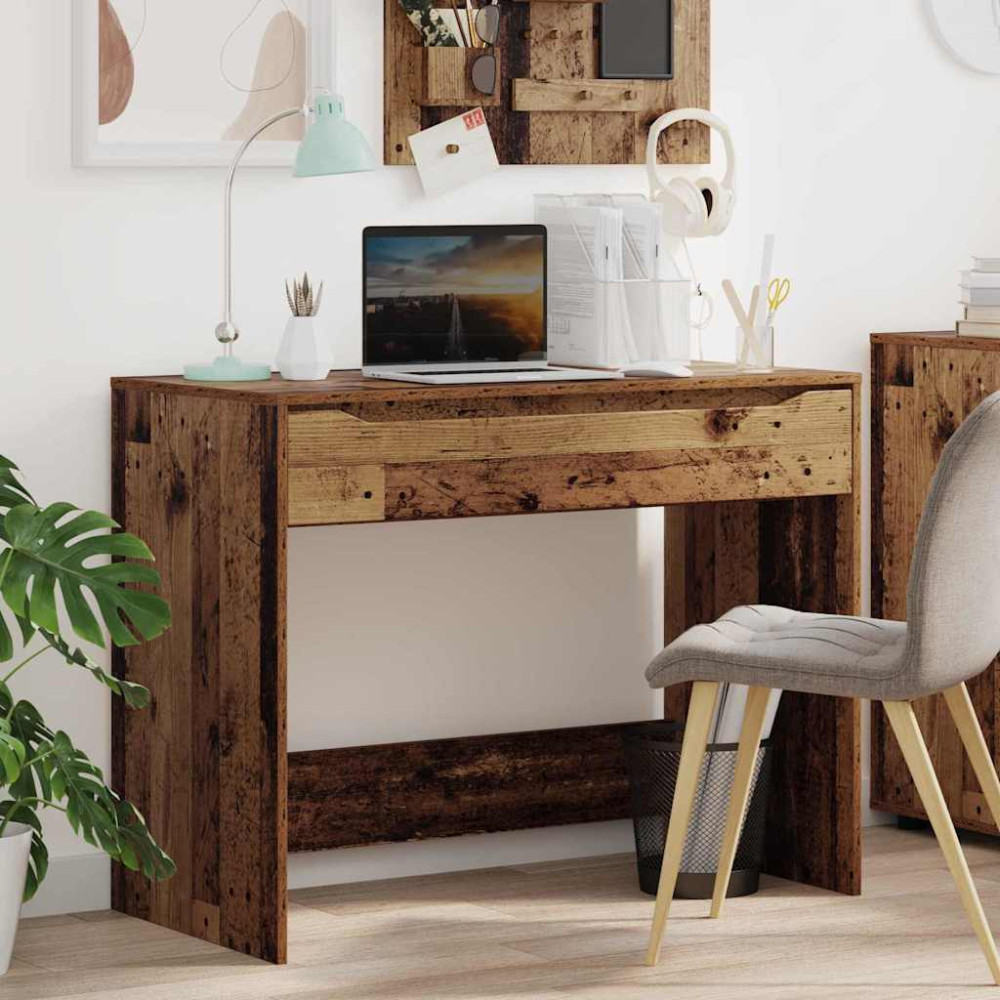 Produktbild för Skrivbord med låda Gammalt trä 100 x 50 x 78 cm Konstruerat trä