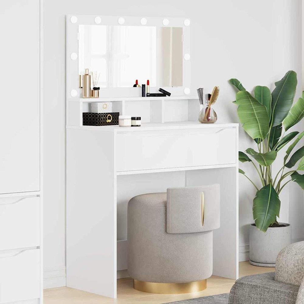 Produktbild för Sängrum Smyckesbord Vit 80 x 39,6 x 135 cm Konstruerat trä